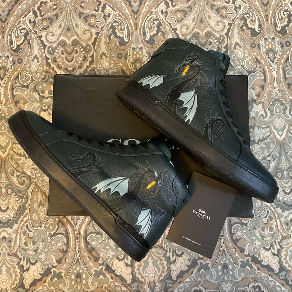 NWT Coach Disney Maleficent Dragon Motif Clip High Top Sneakers Sz 11 D